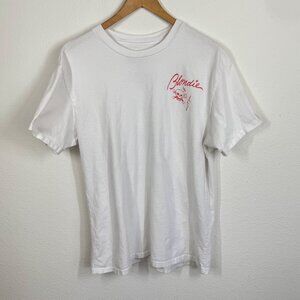 Blonde T Shirt Double Sided Size Small White Red Crew Neck Short Sleeve